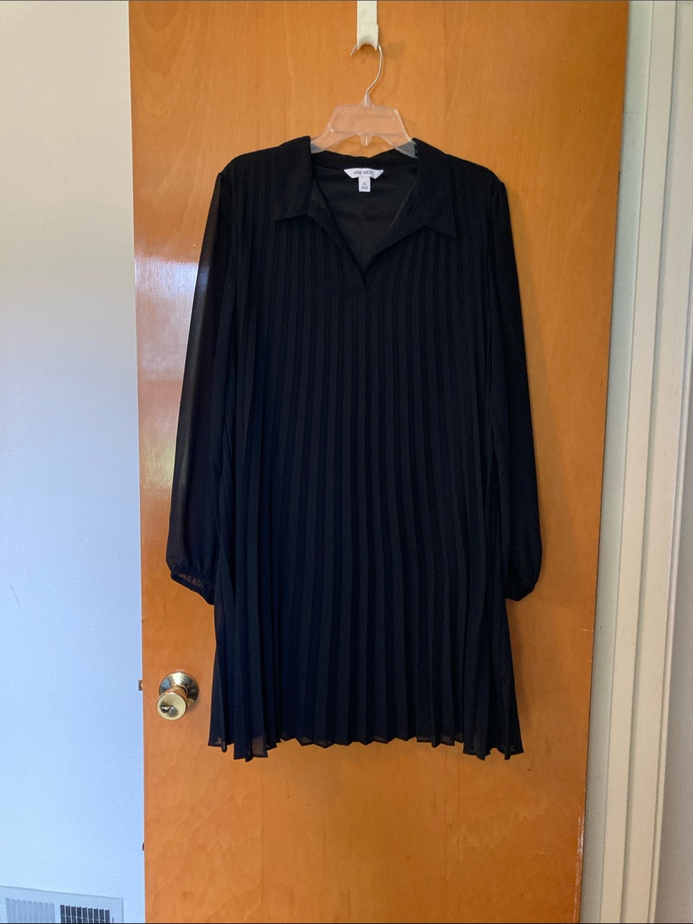 Nine West Black V-Neck Dress with Collar - Picture 2 of 7